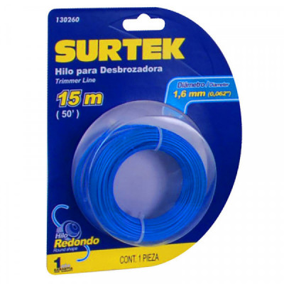 130260 SURTEK Nailon para desbrozadora en blíster 1.65mm x 15 mt