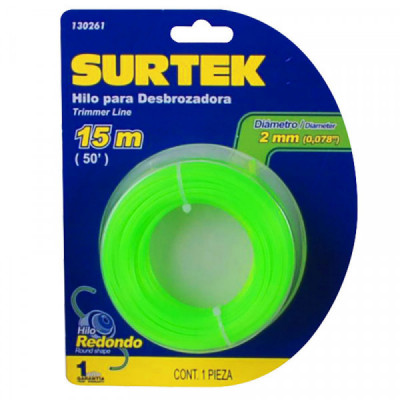 130261 SURTEK Nailon para desbrozadora en blíster 2mm x 15 mt