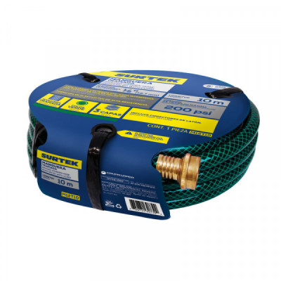 M12T10 SURTEK Manguera tramada verde 1/2" armada con conector metálico 10m Surtek | DIHERESA