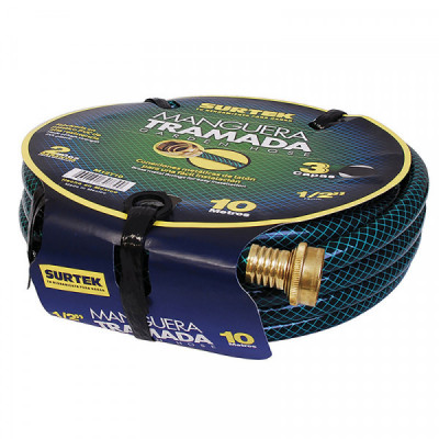 M12T15 SURTEK Manguera tramada verde 1/2  pulgadas  armada con conector metálico 15m