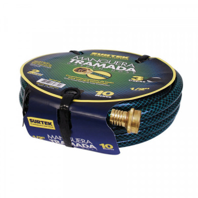 M34T25 SURTEK Manguera tramada verde 3/4" armada con conector metálico 25m Surtek | DIHERESA