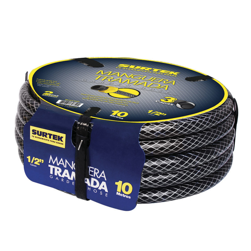 M12T10P SURTEK Manguera tramada gris 1/2" armada con conector plástico 10m Surtek | DIHERESA M12T10P SURTEK Manguera tramada gris 1/2" armada con conector plástico 10m Surtek | DIHERESA