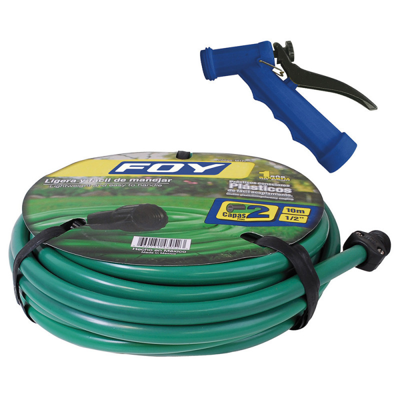 M12PIM FOY Kit de manguera lisa 2 capas 1/2" 10 m con pistola de riego Foy | DIHERESA M12PIM FOY Kit de manguera lisa 2 capas 1/2" 10 m con pistola de riego Foy | DIHERESA