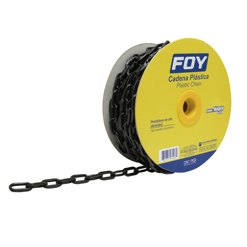 143423 FOY Cadena plástica 6 mm x 1/4" 25 mt 40 kg negra Foy | DIHERESA 143423 FOY Cadena plástica 6 mm x 1/4" 25 mt 40 kg negra Foy | DIHERESA