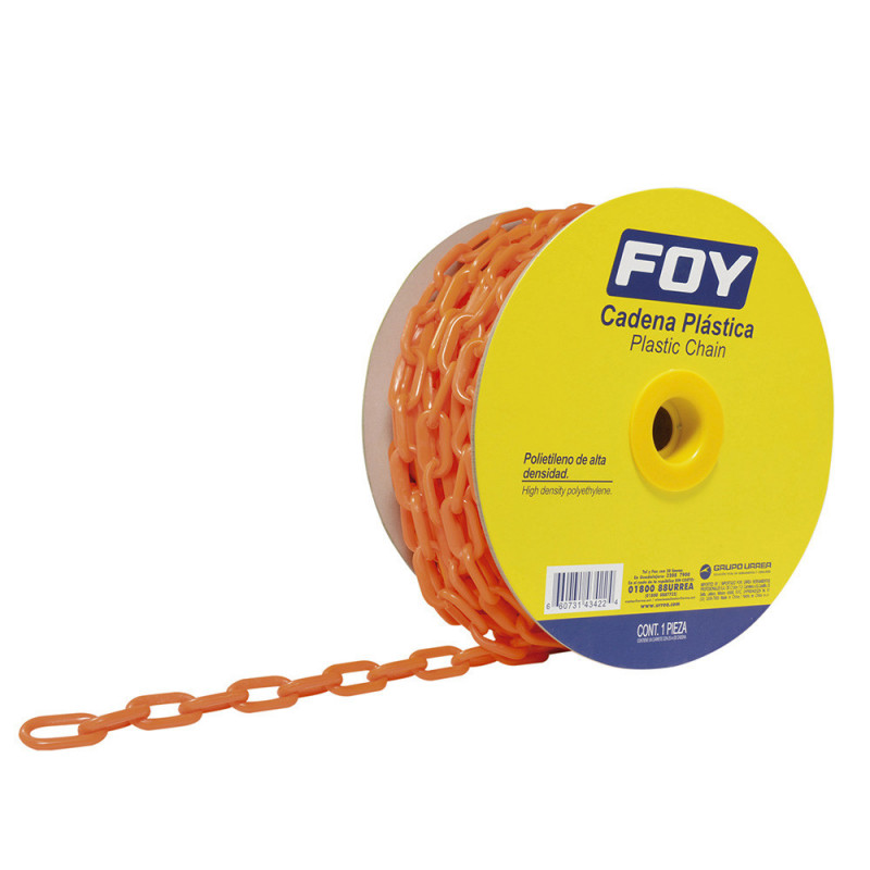 143426 FOY Cadena plástica 8 mm x 5/16" 25 mt 80 kg naranja Foy | DIHERESA 143426 FOY Cadena plástica 8 mm x 5/16" 25 mt 80 kg naranja Foy | DIHERESA