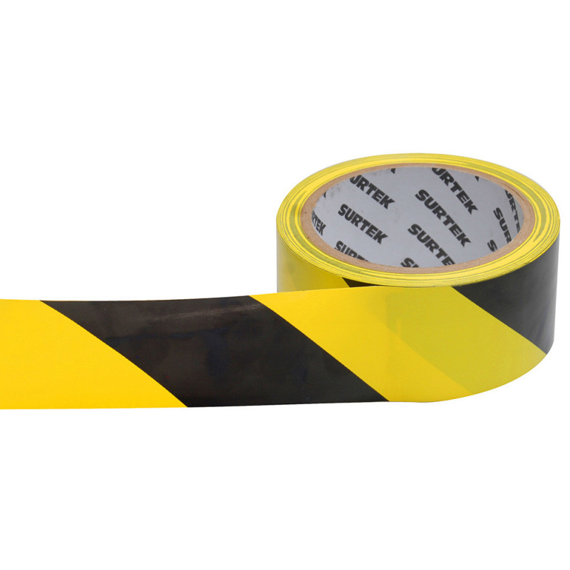 138060 SURTEK Cinta de señalización amarillo y negro 18 mt Surtek | DIHERESA