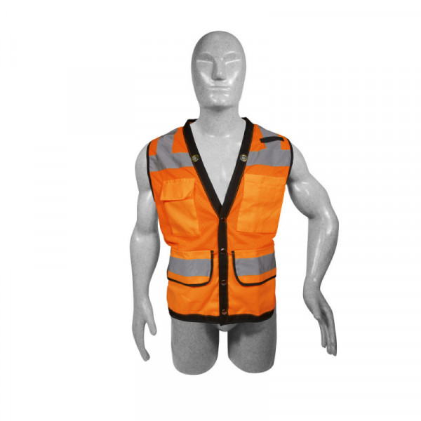 137548 SURTEK Chaleco de seguridad unitalla  alta visibilidad para supervisor naranja Surtek | DIHERESA