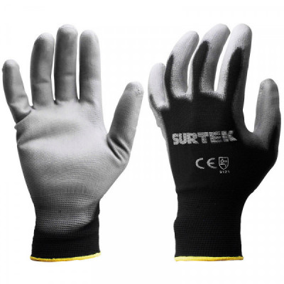 137400 SURTEK Guantes de nailon con recubrimiento de poliuretano talla chica