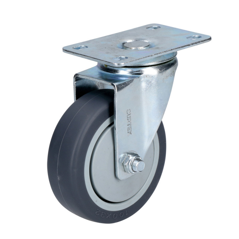 RT10G SURTEK Rodaja de polipropileno y TPR giratoria 4" sin freno Surtek | DIHERESA RT10G SURTEK Rodaja de polipropileno y TPR giratoria 4" sin freno Surtek | DIHERESA