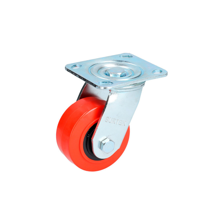 RR10G SURTEK Rodaja de polipropileno rojo y poliuretano negro giratoria 4" sin freno Surtek | DIHERESA RR10G SURTEK Rodaja de polipropileno rojo y poliuretano negro giratoria 4" sin freno Surtek | DIHERESA