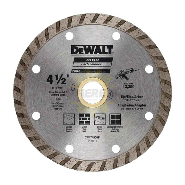 Dewalt DW47450HP DISCO DIAMANTADO 4-1/2 (115MM) TURBO