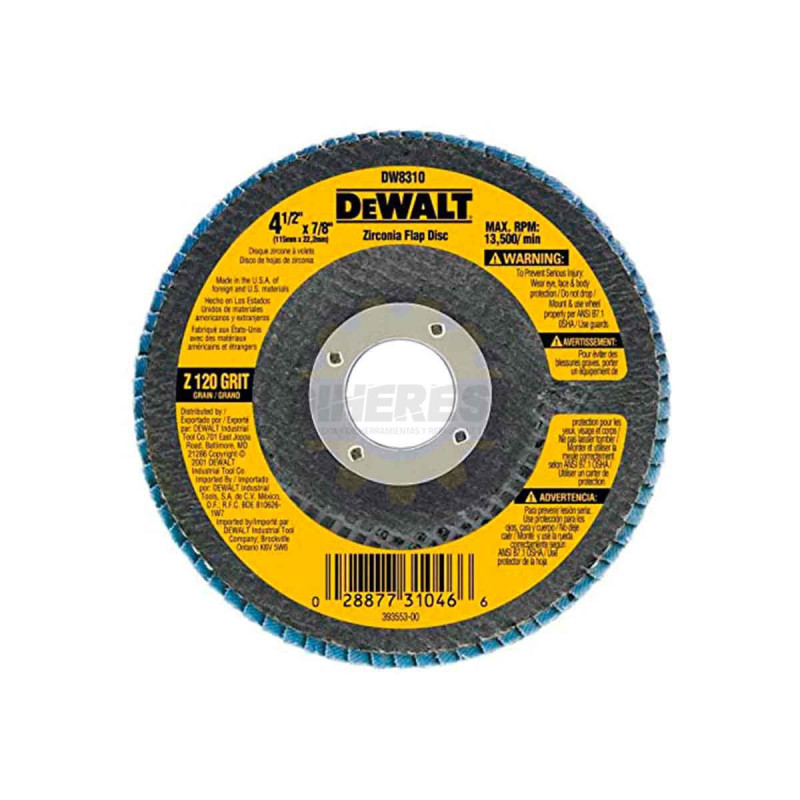 Dewalt DW8310 DISCO LAMINADO GR120 41/2X7/8 Dewalt DW8310 DISCO LAMINADO GR120 41/2X7/8