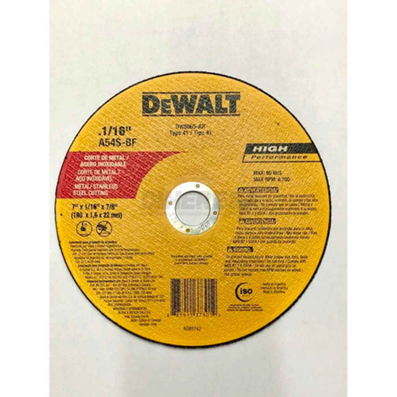 Dewalt DW84701 DISCO DE CORTE DE METAL HP2 7 180MM - C Dewalt DW84701 DISCO DE CORTE DE METAL HP2 7 180MM - C
