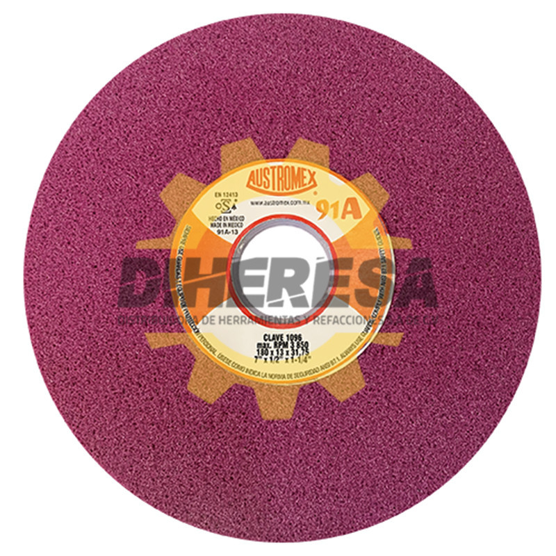 Austromex 1096 Rueda vitrificada con grano ruby tipo 1 de 175 x 13 x 31.75mm. Austromex 1096 Rueda vitrificada con grano ruby tipo 1 de 175 x 13 x 31.75mm.