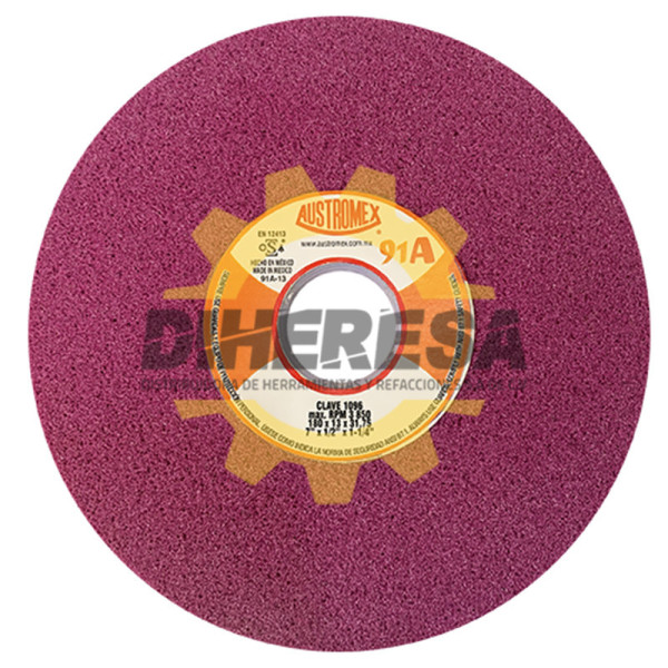 Austromex 1096 Rueda vitrificada con grano ruby tipo 1 de 175 x 13 x 31.75mm.