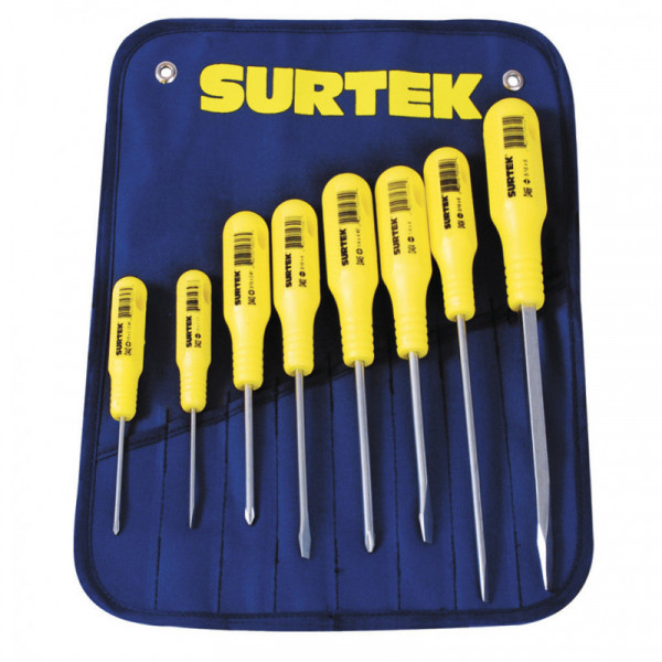 D400B SURTEK Juego de 8 destornilladores amarillos combinado Surtek | DIHERESA