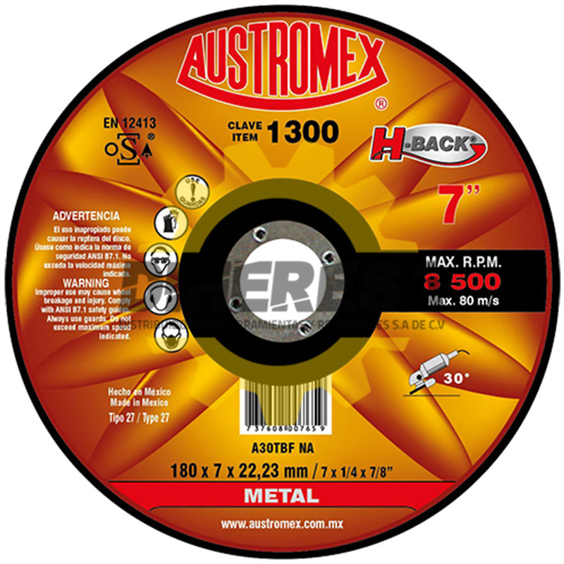 Austromex 1300 Disco con centro deprimido para desbaste de metal Austromex 1300 Disco con centro deprimido para desbaste de metal