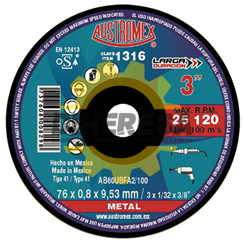 Austromex 1316 Disco para corte de metal