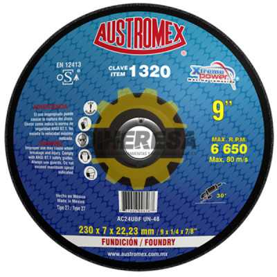 Austromex 1320 Disco con centro deprimido para desbaste de fundición con arena