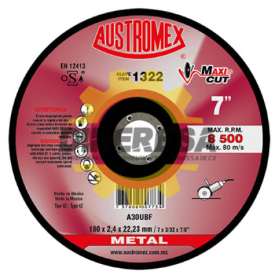 Austromex 1322 Disco con centro deprimido para corte de metal