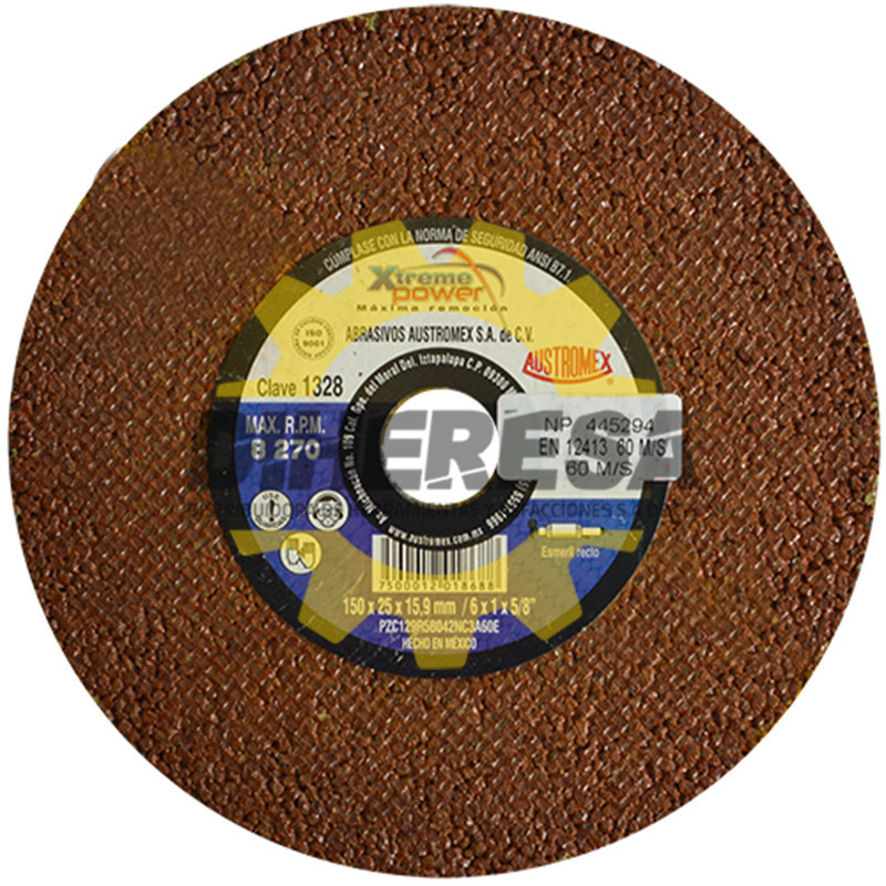 Austromex 1328 Rueda abrasiva resinosa para esmerilado de acero Austromex 1328 Rueda abrasiva resinosa para esmerilado de acero