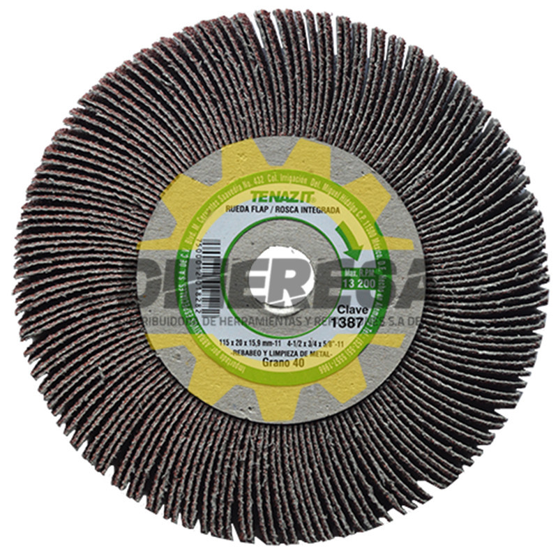 Austromex 1387 Rueda flap con rosca integrada grano 40