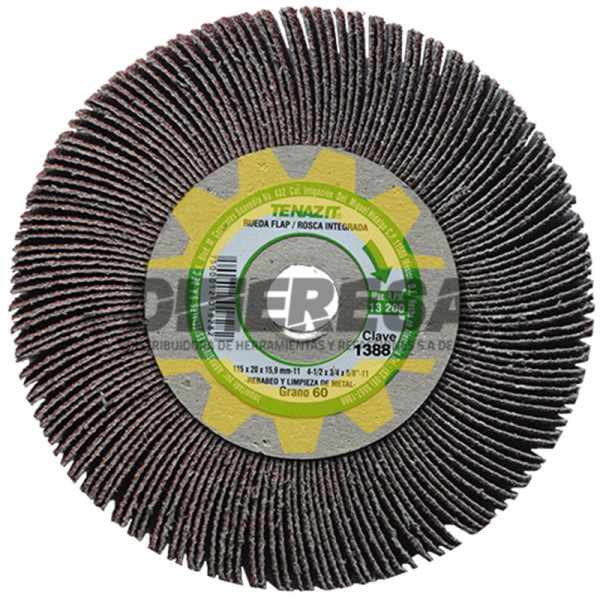 Austromex 1388 Rueda flap con rosca integrada grano 60