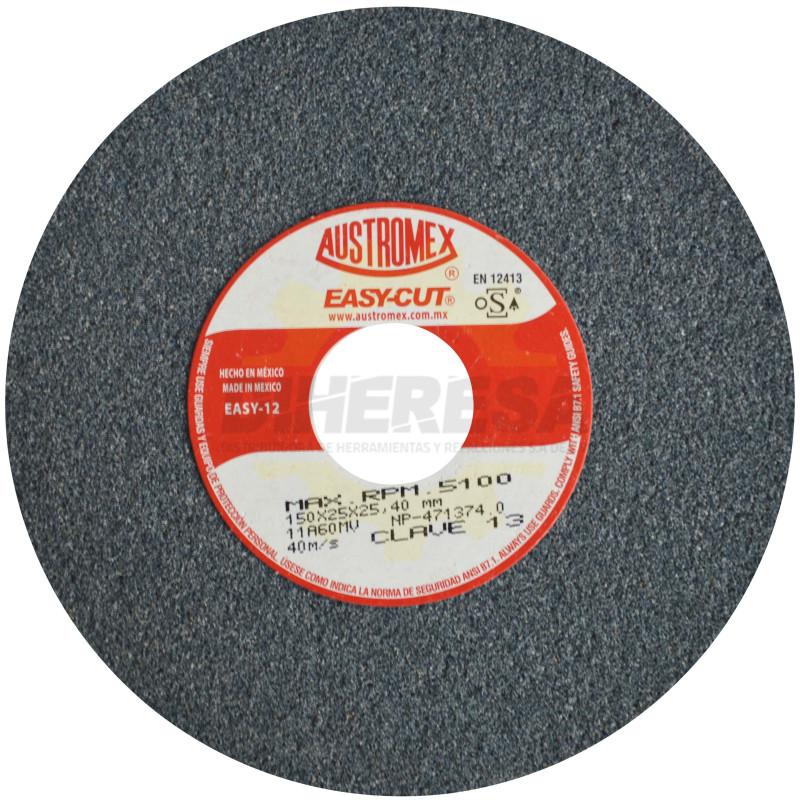 Austromex 13 Rueda abrasiva vitrificada para esmerilado de acero Easy-cut Austromex 13 Rueda abrasiva vitrificada para esmerilado de acero Easy-cut