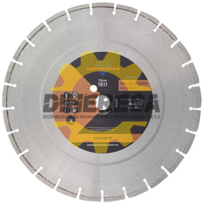 Austromex 1511 Disco de diamante naranja segmentado Corte de concreto curado