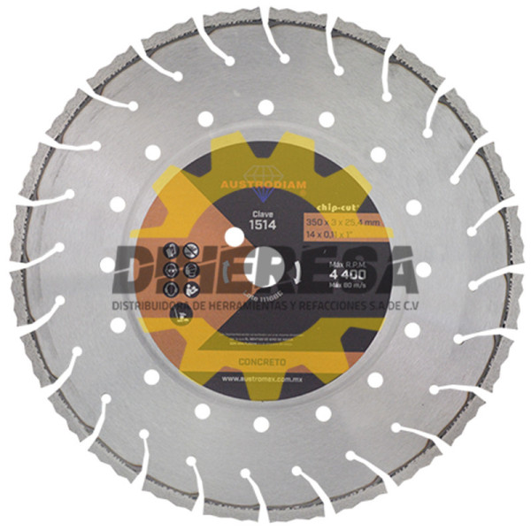 Austromex 1514 Disco de diamante naranja segmentado Corte de concreto curado