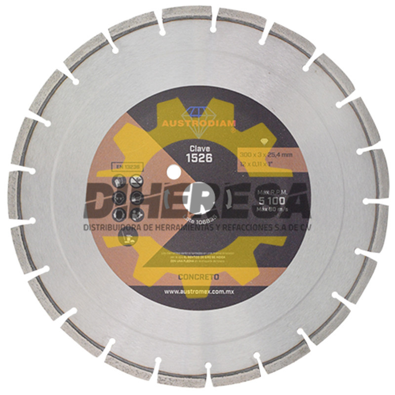 Austromex 1526 Disco de diamante naranja segmentado Corte de concreto curado Austromex 1526 Disco de diamante naranja segmentado Corte de concreto curado