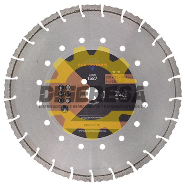 Austromex 1527 Disco de diamante naranja segmentado Corte de concreto curado