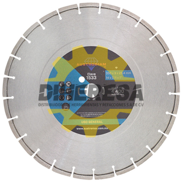 Austromex 1533 Disco de diamante azul segmentado Uso General