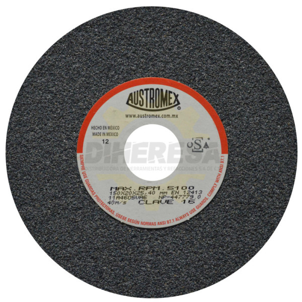 Austromex 16 Rueda abrasiva vitrificada para esmerilado de metal