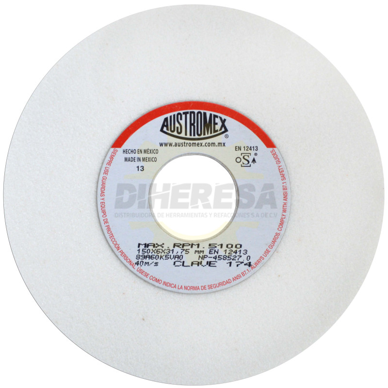 Austromex 174 Rueda blanca vitrificada para esmerilado de acero Austromex 174 Rueda blanca vitrificada para esmerilado de acero