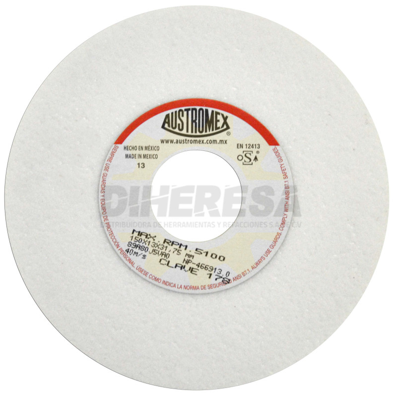 Austromex 178 Rueda blanca vitrificada para esmerilado de acero Austromex 178 Rueda blanca vitrificada para esmerilado de acero