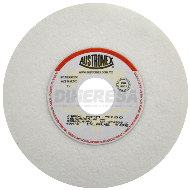 Austromex 182 Rueda blanca vitrificada para esmerilado de acero Austromex 182 Rueda blanca vitrificada para esmerilado de acero