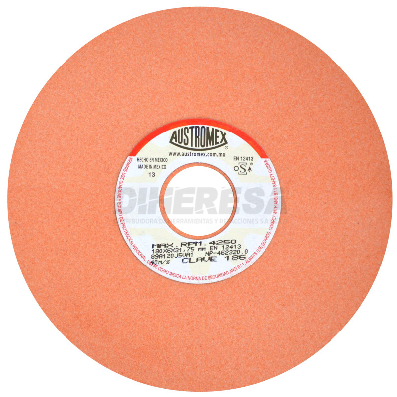 Austromex 186 Rueda naranja vitrificada para esmerilado de acero Austromex 186 Rueda naranja vitrificada para esmerilado de acero