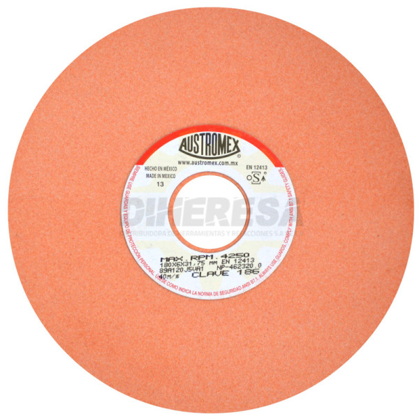 Austromex 186 Rueda naranja vitrificada para esmerilado de acero