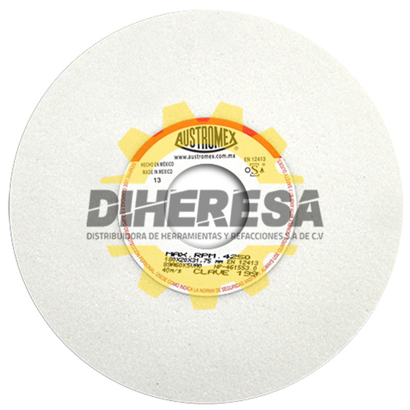 Austromex 199 Rueda blanca vitrificada para esmerilado de acero Austromex 199 Rueda blanca vitrificada para esmerilado de acero