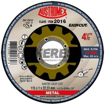 Austromex 2016 Disco con centro deprimido para corte de metal - SP