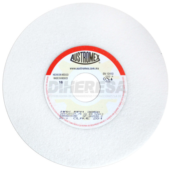 Austromex 201 Rueda blanca vitrificada para esmerilado de acero