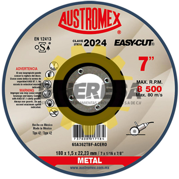 Austromex 2024 Disco con centro deprimido para corte de metal