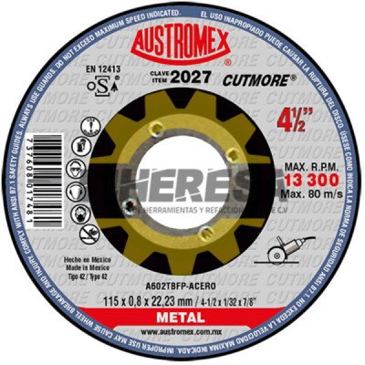 Austromex 2027 Disco con centro deprimido para corte de metal - SP
