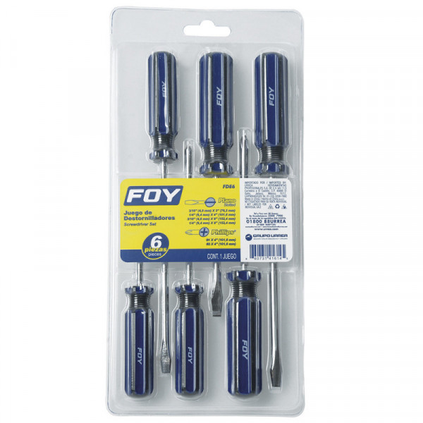FDE6 FOY Juego de 6 destornilladores mango PVC combinado Foy | DIHERESA