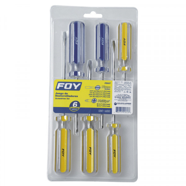 FDE6T FOY Juego de 6 destornilladores mango PVC combinado Foy | DIHERESA