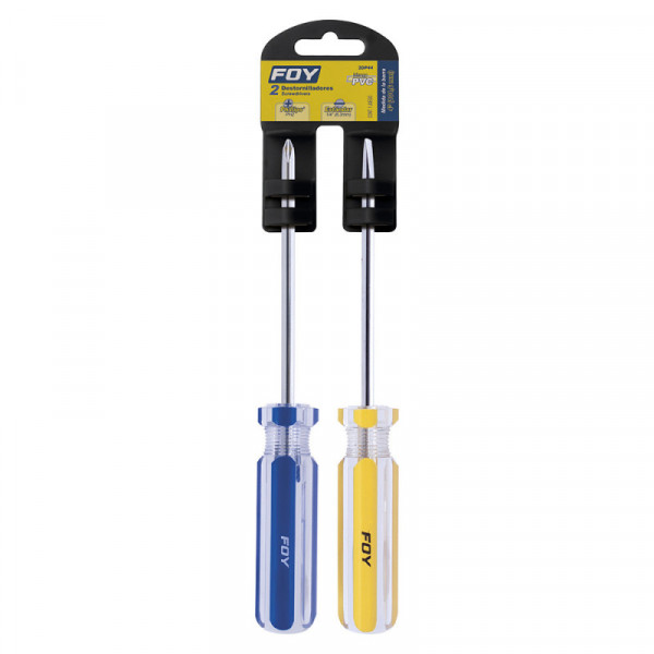 2DP44 FOY Juego de 2 destornilladores mango PVC 1/4" x 4" Foy | DIHERESA