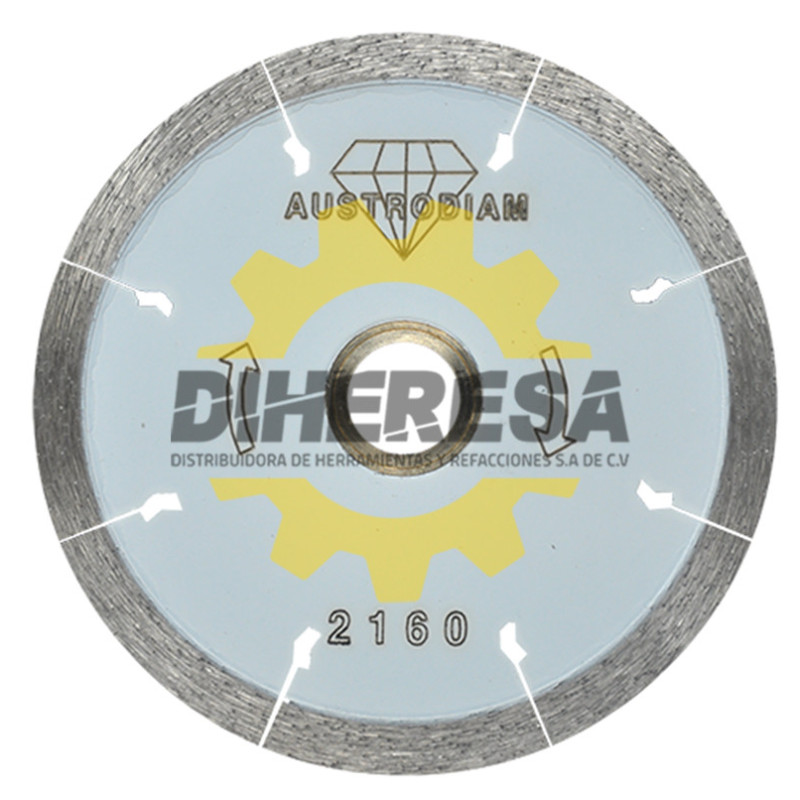 Austromex 2160 Disco de diamante blanco rin continuo Porcelanato con desahogos tipo flecha Austromex 2160 Disco de diamante blanco rin continuo Porcelanato con desahogos tipo flecha
