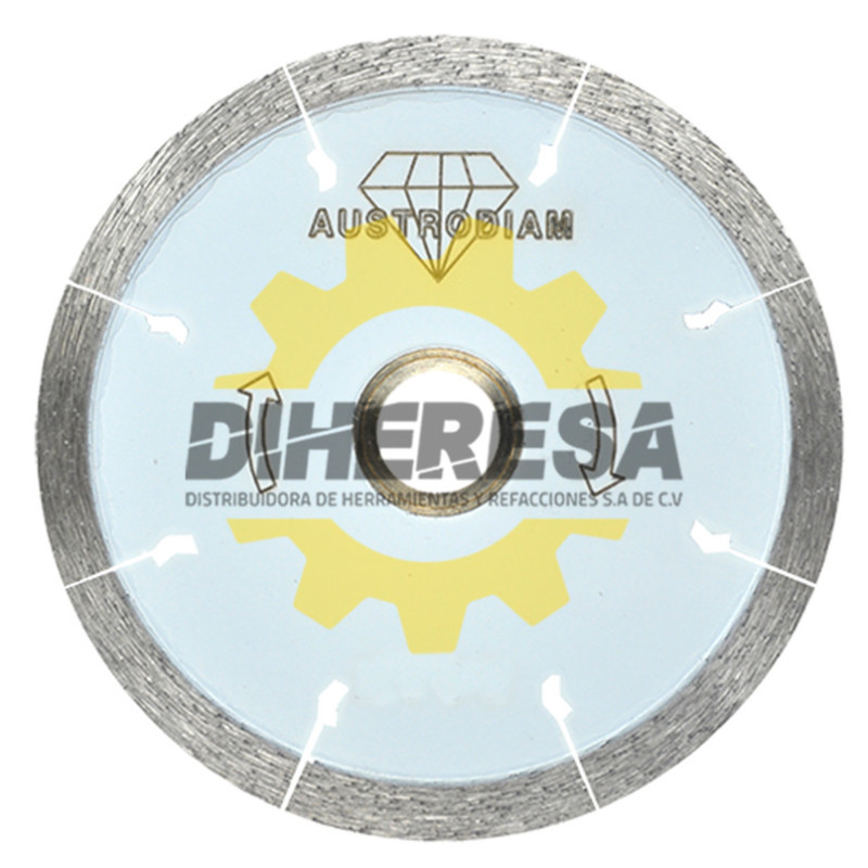 Austromex 2161 Disco de diamante blanco rin continuo Porcelanato con desahogos tipo flecha