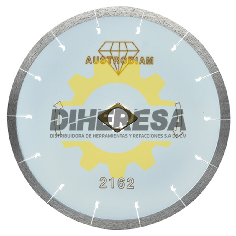 Austromex 2162 Disco de diamante blanco rin continuo Porcelanato con desahogos tipo flecha Austromex 2162 Disco de diamante blanco rin continuo Porcelanato con desahogos tipo flecha